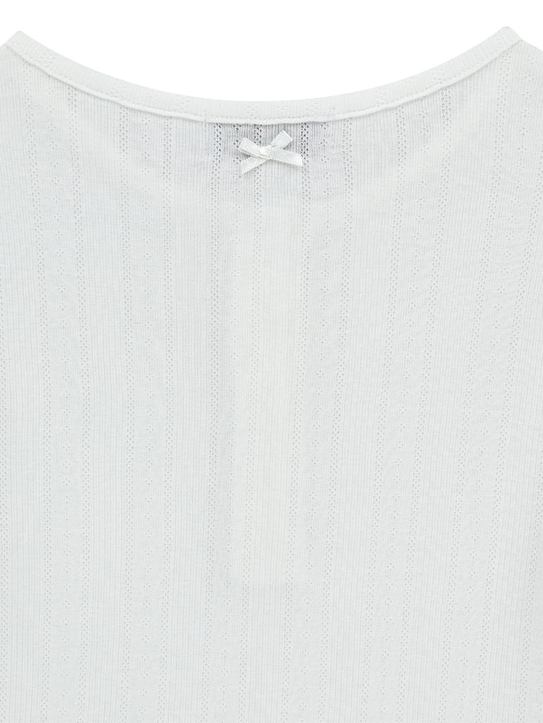 TUOMIO Pointelle Capri T-Shirt [White]