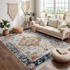 RAKKS Soft Velvet Vintage Moroccan Style Area Rug Non-Slip Indoor Outdoor Carpet for Living Room Bedroom Beside Sofa Home Decor