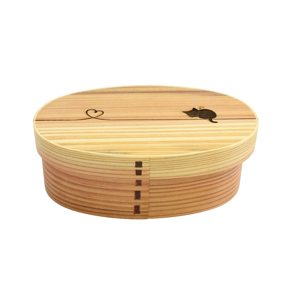 Kanoryu Bento Wood Knotted Large Box, Grain, 700ml, Design Cat, Magewappa,