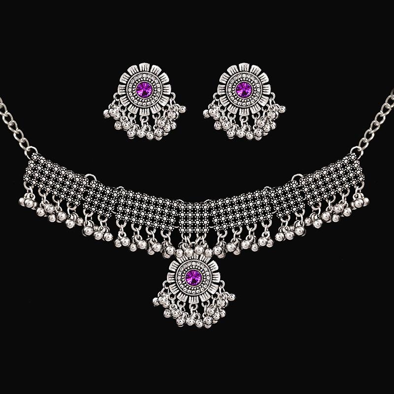 

Metal Necklace, Earrings, Jewelry Set, Retro Court French Pearl Water Droplets, Exaggerated Personality