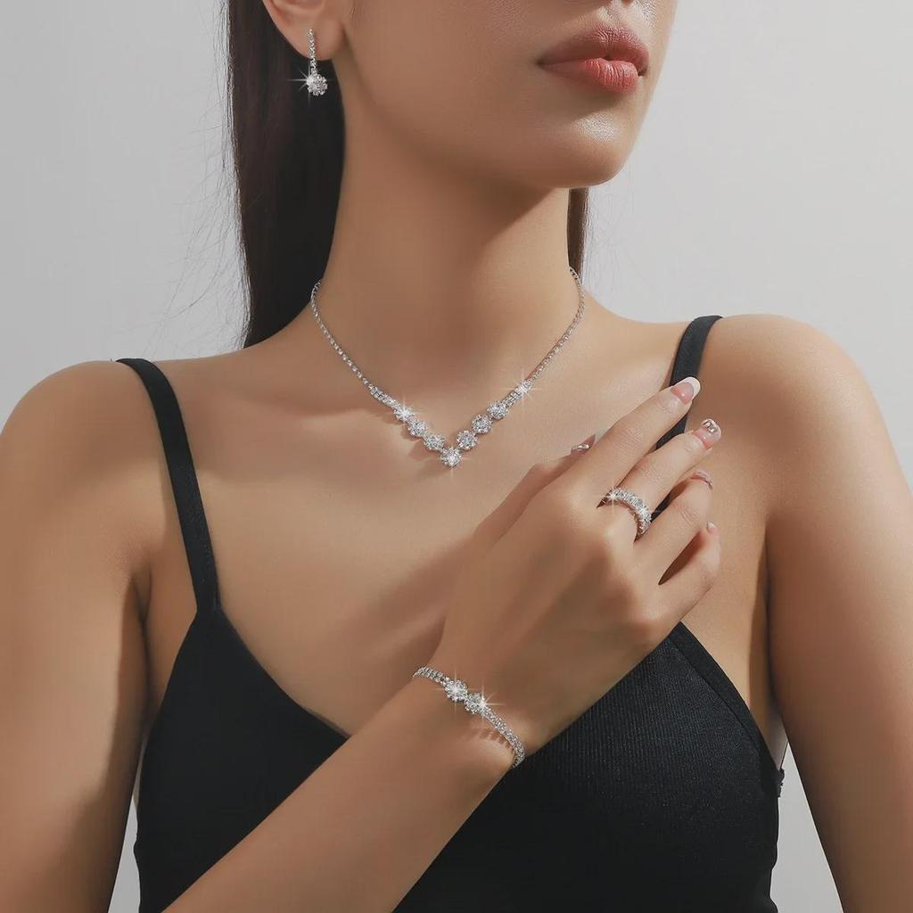 Wedding Jewelry Set: Bridal Necklace, Earrings, and Bracelet - Perfect Accessories for Evening Dress