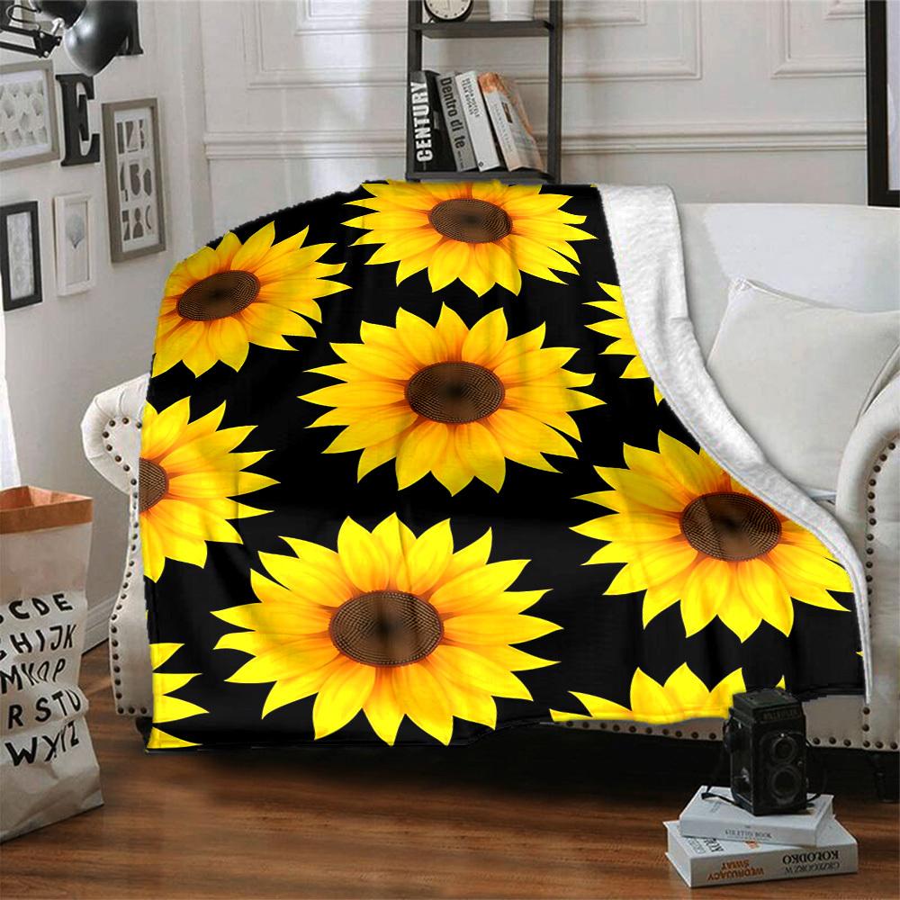1pc Sunflower Pattern Blanket Warm, Cozy, And Soft, Suitable for Sofas, Beds, Cars, And Office Use.Perfect for Camping And Travel, Making It a Great G
