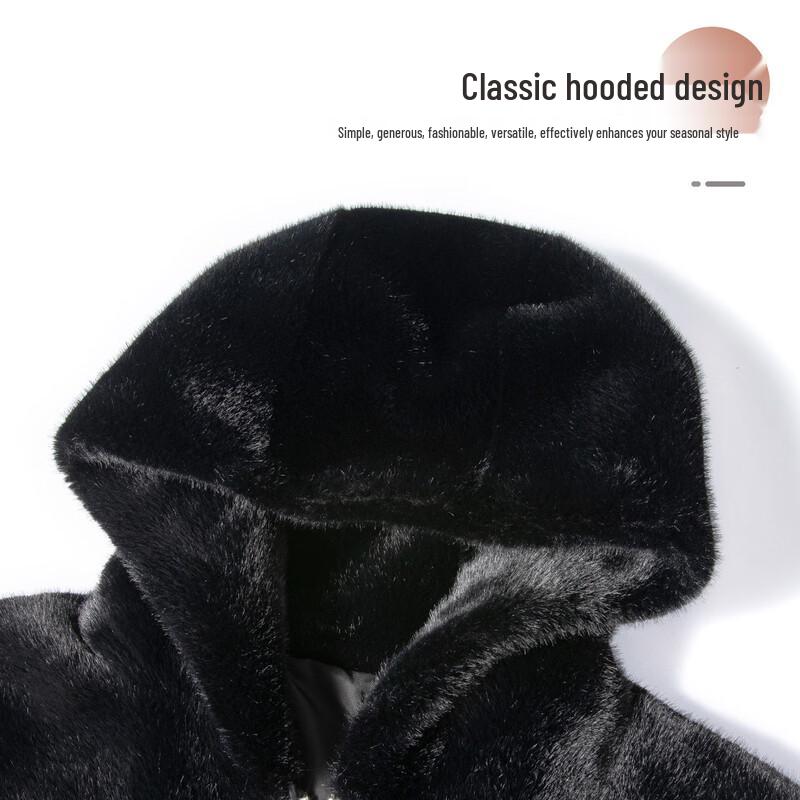 MONTAGUT Men's Hooded Sheepskin Faux Mink Lined Jacket