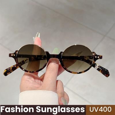 Retro Half Frame Round Sunglasses Punk Hip Hop UV400 Trendy Fashion Women Street Shooting Trendy Accessories