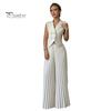 Comfortable Spring Suit Women's 2 Piece Vest Sets Sleeveless Button Crop Blazer Women Set And Wide Leg Pleated Pants Casual Business Outfits Everyday