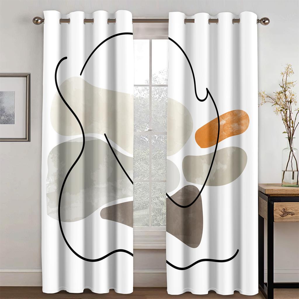 Abstrakte Geometrische Böhmische Kunst Graffiti Morandi Lichtfilternde Vorhänge Fenstergardinen für Wohnzimmer Schlafzimmer Dekor 2 Stück