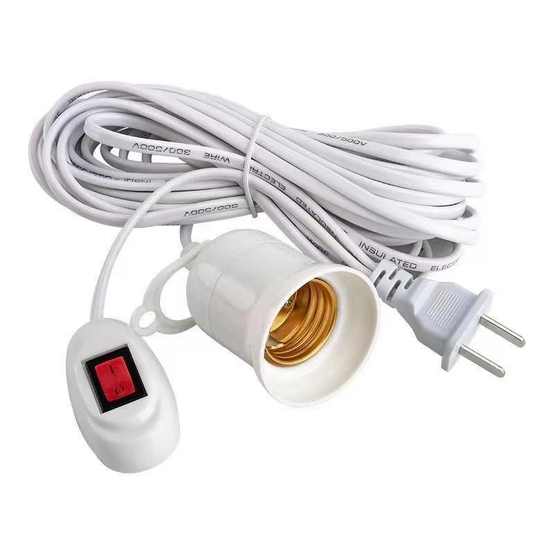 3/5/10m Lamp Bases Universal With Switch Led Bulb Socket Adapter E27 Screw Lamp Holder Accessories Tools Two Plugs Suspension