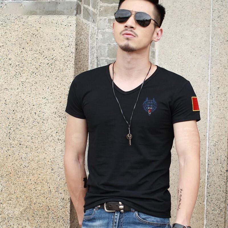 Men s Military Style Wolf Head T-Shirt L