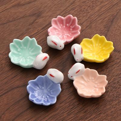 Colorful Ceramic Chopsticks Holder Sakura Blossoms Rabbit Spoon Fork Chopstick Rest Tableware Stand Kitchen Dining Accessories