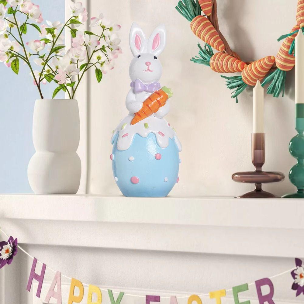 Simulation Bunny Resin Rabbit Decoration Colorful Easter Bunny Ornament  Lifelike Rabbit