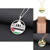 Geometric Design Ethnic Pendant Necklace With Aksha Mosque And Palestine Charm Stainless Steel Jewelry
