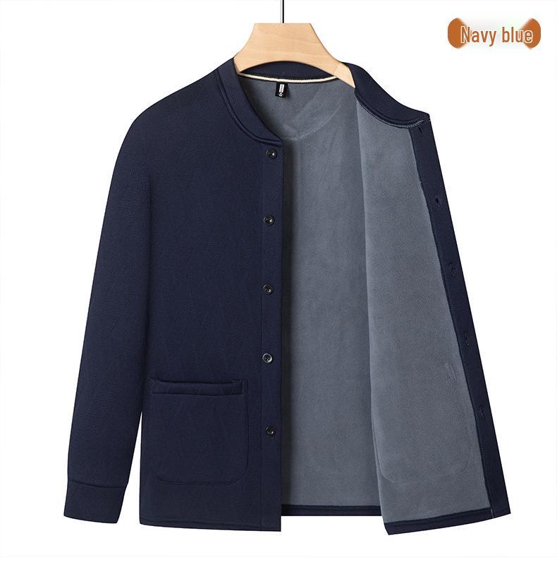 Herren Winter-Cardigan mit Plüschfutter für Mittelalte und Ältere
