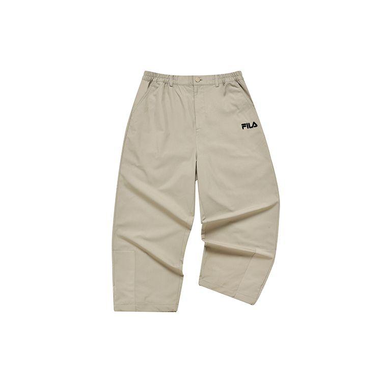 Fila Fusion Woven Solid Color Sports Casual Long Pants Men Bottoms Oatmeal T11M232801FDK