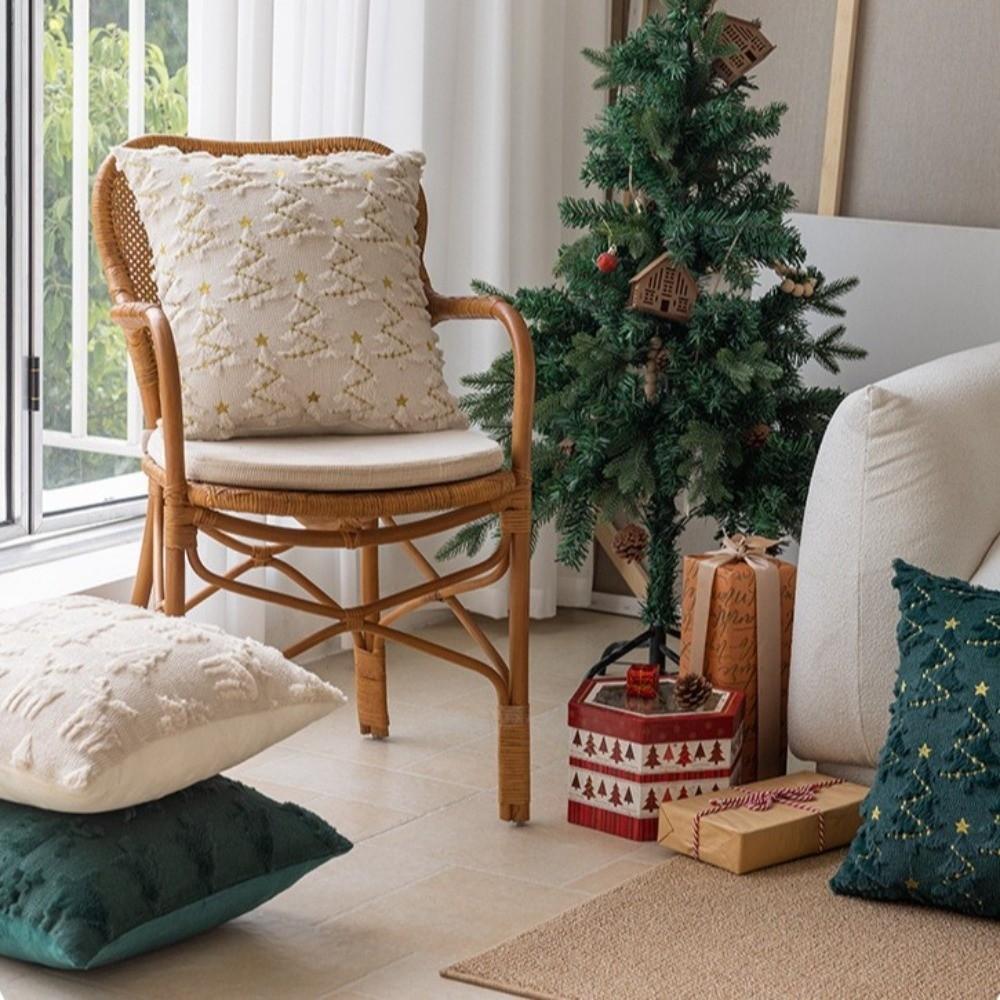 New 45×45cm Christmas Throw Pillow Cover 3D Reindeer Christmas Tree Pillowcase Soft Removable Pillow Cover Home Decoration