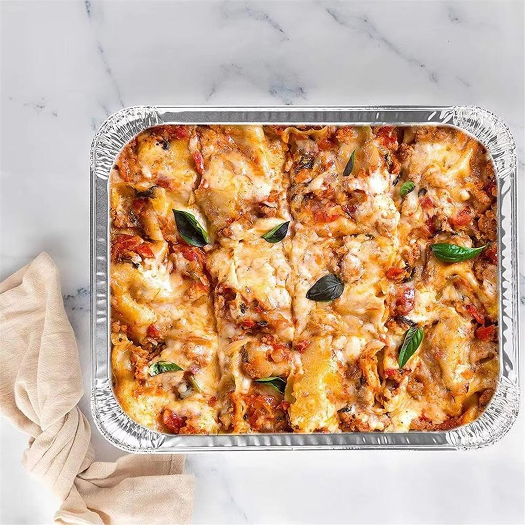 BHBL 50 Pcs Aluminum Foil Food Containers Disposable BBQ Boxes Tin Rectangular Oven Proof Heat Kitchen Food Holders Party