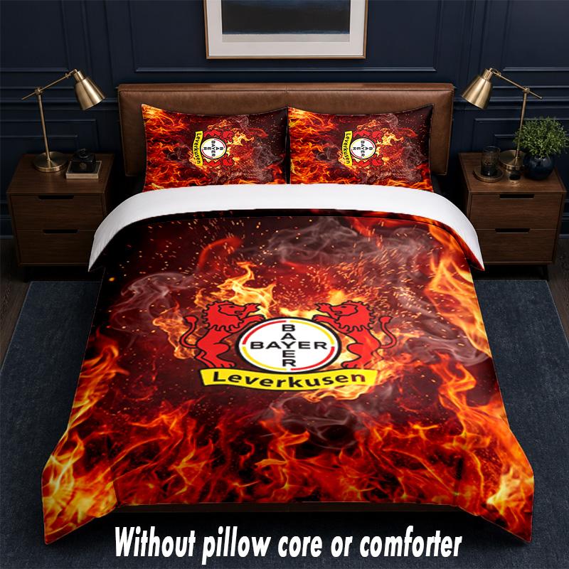 Set Biancheria da Letto Bayer Leverkusen Football Design 1 Copripiumino + 2 Federe Morbido Traspirante Biancheria da Letto per la Casa