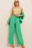 Women's Trousers New Season Fashion Vibrant Green Elastic Waist Comfortable Cute Aerobin Trousers