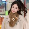 Korean Version of Fashionable Versatile Cartoon Cute Scarf Plush Warm Personalized Bear Cross Neck Protection Cold Autumn and Winter Scarf
