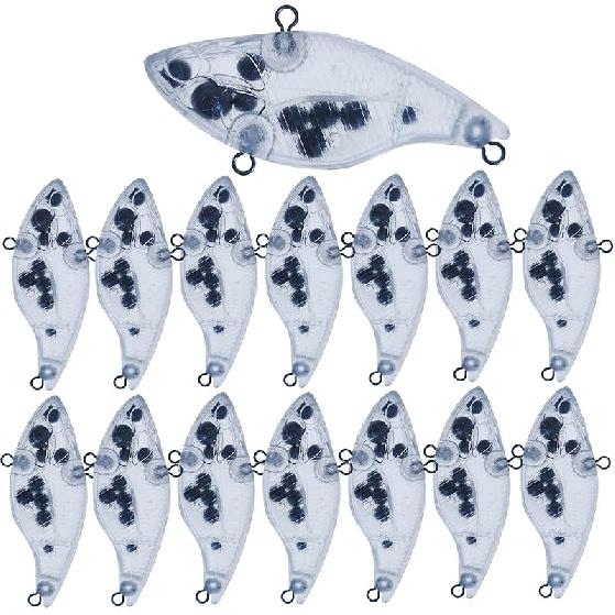 15PCS Fishing Blanks Lures Kit - DIY Topwater Swimbait & Crankbait Set for Bass, Salmon, Trout - Ideal for Saltwater Freshwater Fishing,Transparent
