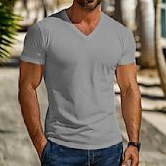 Frühling Sommer Herren Trendiges V-Ausschnitt Herzchenausschnitt Schnelltrocknend Atmungsaktiv Lässig Sportlich Persönlichkeit Kurzarm T-Shirt für Herren