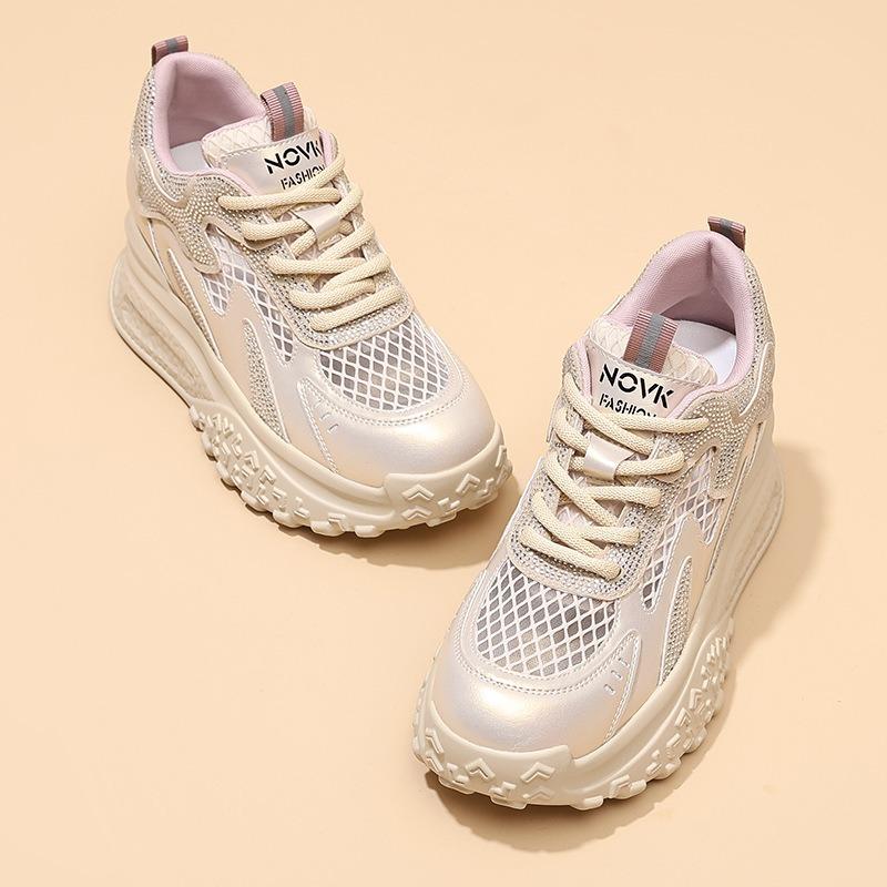 Shoe girl's new summer mesh breathable lightweight casual shoes thick-soled inner heightened sports shoes