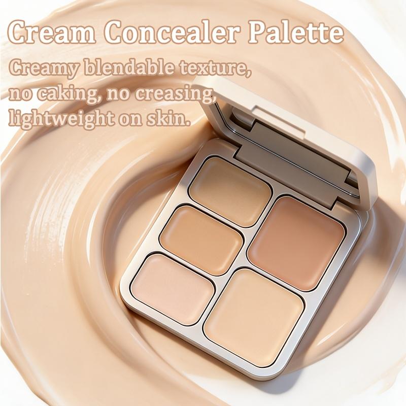 5 Color Concealer Palette, Cream Contour, Multi-use Makeup Palette for Covering Dark Circles Blemishes, Long Lasting Non-Creasing Makeup for Beginners