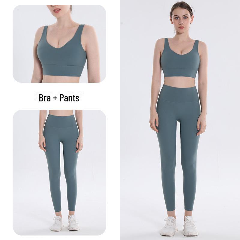 Tuta estiva da yoga da donna Lulu - Elegante design sulla schiena per fitness e jogging con pantaloni da yoga invisibili