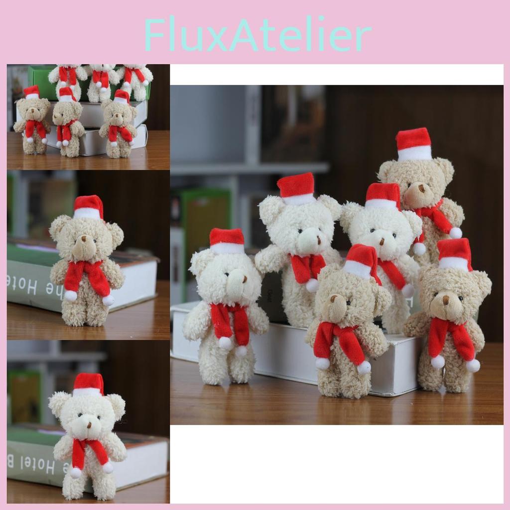 Cute Blushing Christmas Bear Plushie Mini Teddy Ornament Soft Short Plush Toy For Bags And Accessories