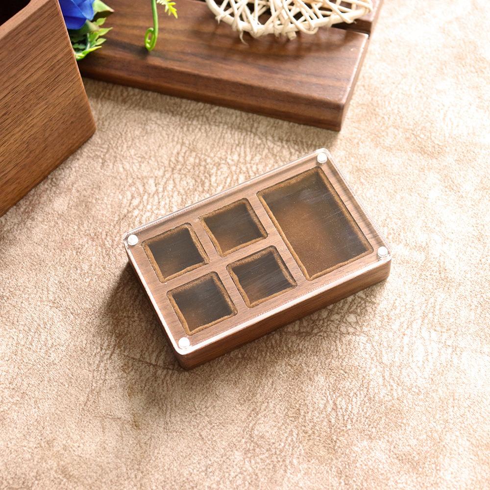 3/5 Slot Wooden Ring Box Magnetic Cover Jewelry Ring Holder Black Walnut Cufflinks Box  Couples