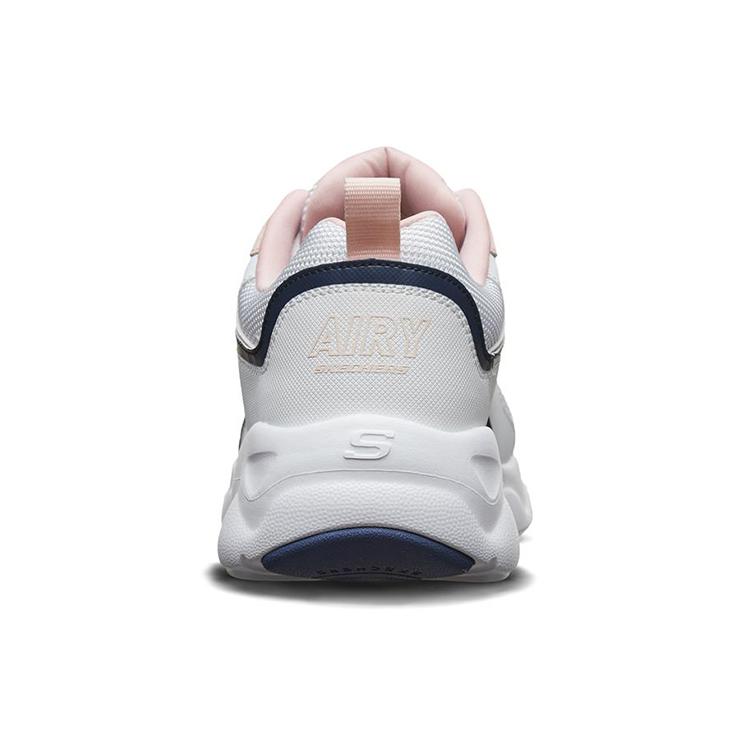 Skechers D'LITES AIRY Textile, Leather Lace Up Low Top Chunky Sneakers Women's White 66666231-WMLT