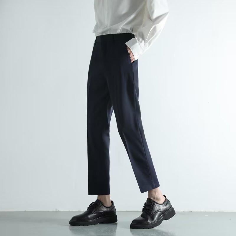 Men's Casual Slim-Fit Drape Nine-Point Suit Pants