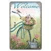 D Flat Metal Sign Vintage Welcome Garden Tin Sign Set Rustic Home Decor Butterfly Flower Watering Can Wall Art