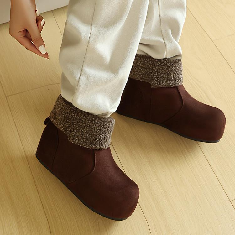 Retro soft leather Birkenstock boots, velvet flat-bottomed short boots, warm Martin boots, autumn and winter new soft-soled wide boots