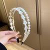 2 Layers Pearls Headbands White Flower Designs Elegant Floral Hairbands for Women Girls Daily Bangs Hair Jewelry