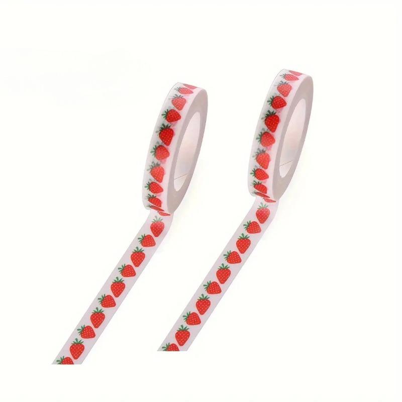 3 Rolls Cute Strawberry Washi Tape - Non-Adhesive Red & Green Strawberry Seed Paper Stickers Suitable for Scrapbooking,Planner