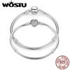 WOSTU 925 Silver Chain Bracelet Original Bangle For Women Fit Authentic Charms Beads Fashion Jewelry Making Bracelet