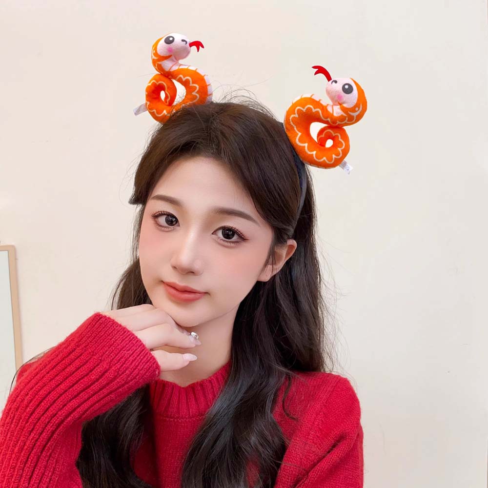 Headwear Plush Snake Headband Korean Style New Year Hair Hoop Plush Snake Hairband Photo Props