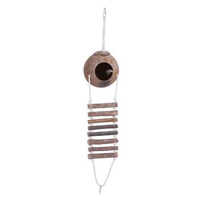 Natural Coconut Shell Bird Nest Pet Parrot House with Rope Ladder 2 Sizes (#2)