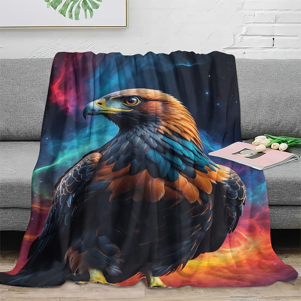 Goshawk Flannel Digital Print Blanket, Small Throw - Suitable for Sofa, Bed, Travel, Camping, Living Room, Office Chair