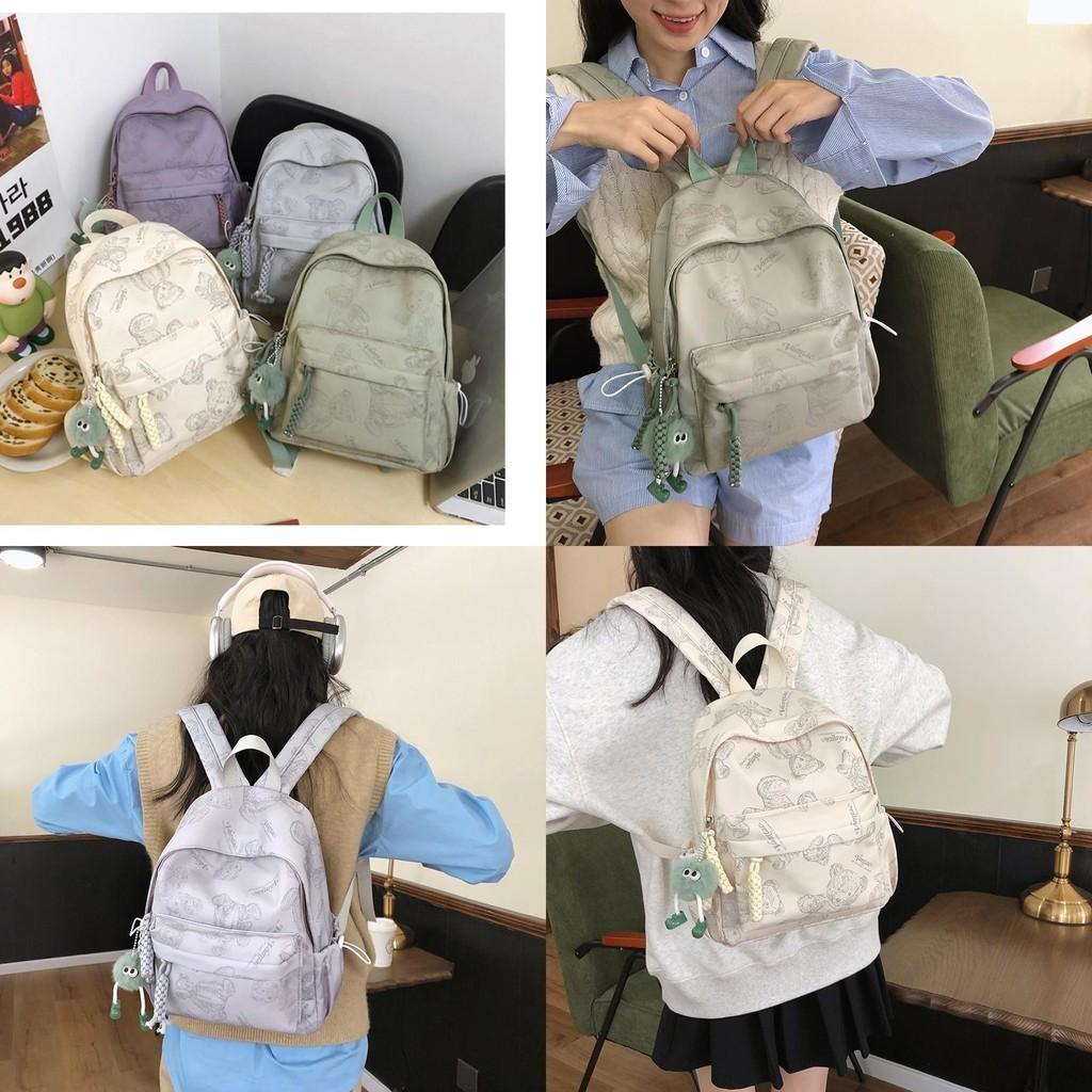 New Arrival Bear Pattern Dual Shoulder Bag Spacious And Versatile Bookbag For Travel Cartoon Anime Design Breathable Air Cushion Straps
