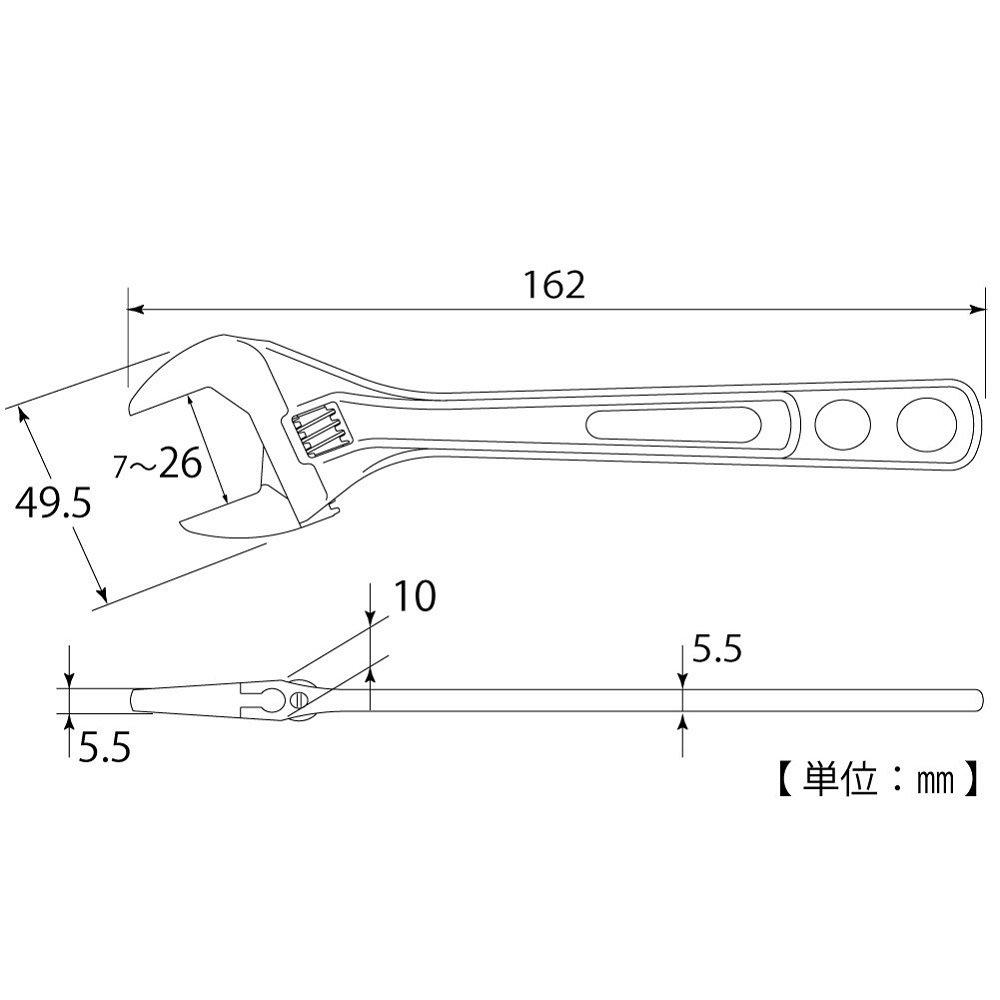 TOP Industrial Lightweight Wide Adjustable for Made in Japan (TOP) Eco-Wide Thin, Wrench, HY-26, 7-26mm Openings, Tsubame-Sanjo,