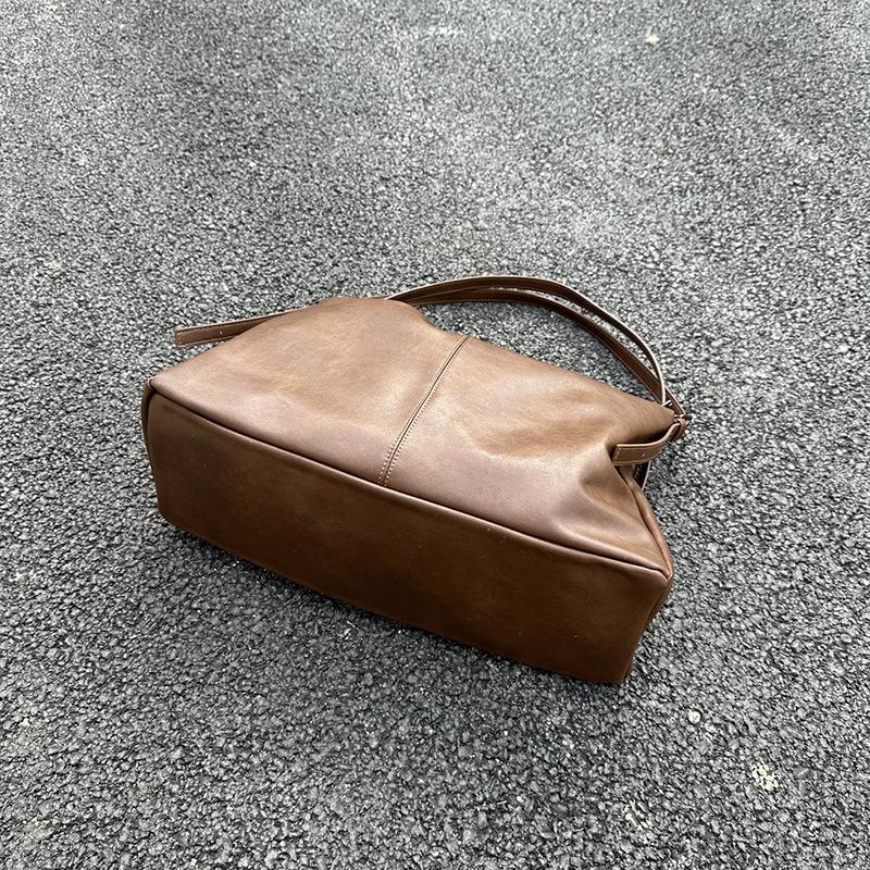 Big Bag, Women's New Vegetable Tanned PU Lazy Style Tote Bag, Light Luxury and High-end Single Shoulder Armpit Bag