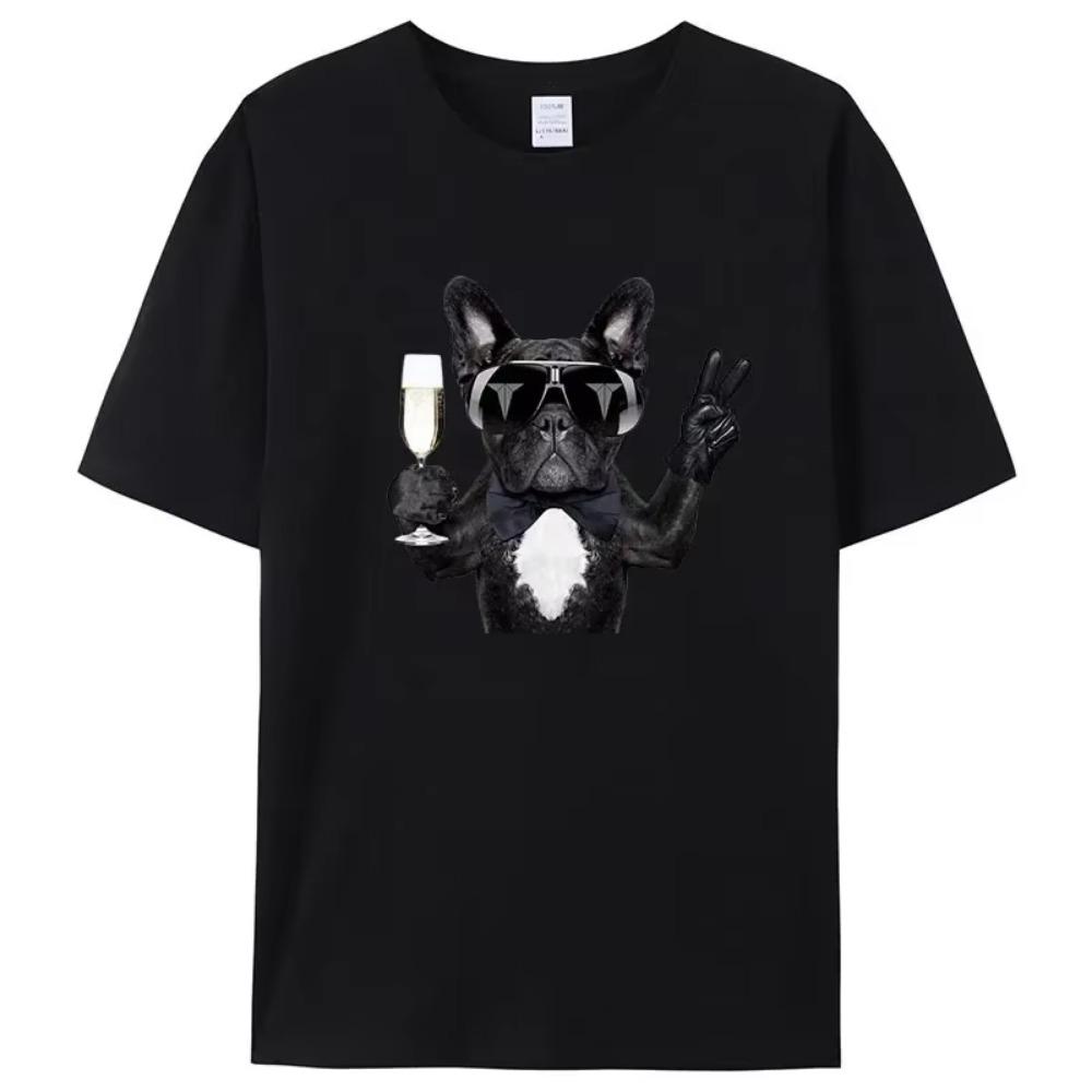Men's Summer Bulldog Letter Print Luxury Short Sleeve T-shirt Summer Street Fashion T-Shirt