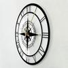 LED Hollow Wall Clock Black Compass Directional Chart Navigation Acrylic Decorative Wall Hanging Clock Watch Home Decoration