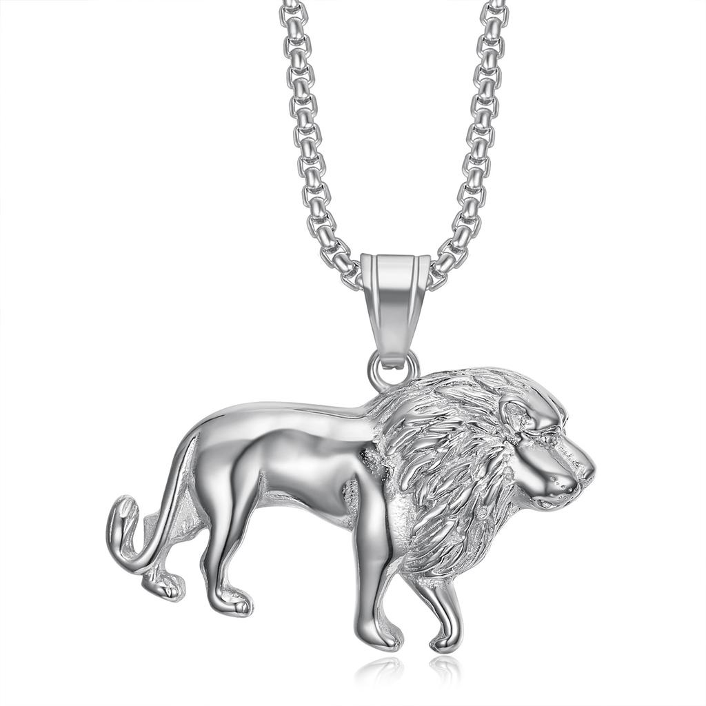 2026 European and American Jewelry 18K Gold-plated Smooth African Lion Head Pendant Necklace