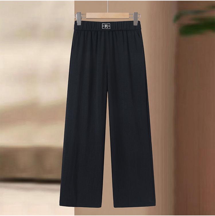 

2026 Women s Summer High Waist Slimming Wide-Leg Pants - Loose, Thin, Casual, Straight-Leg for Petite and Mom Styles 2XL for 130-150 lbs чорний