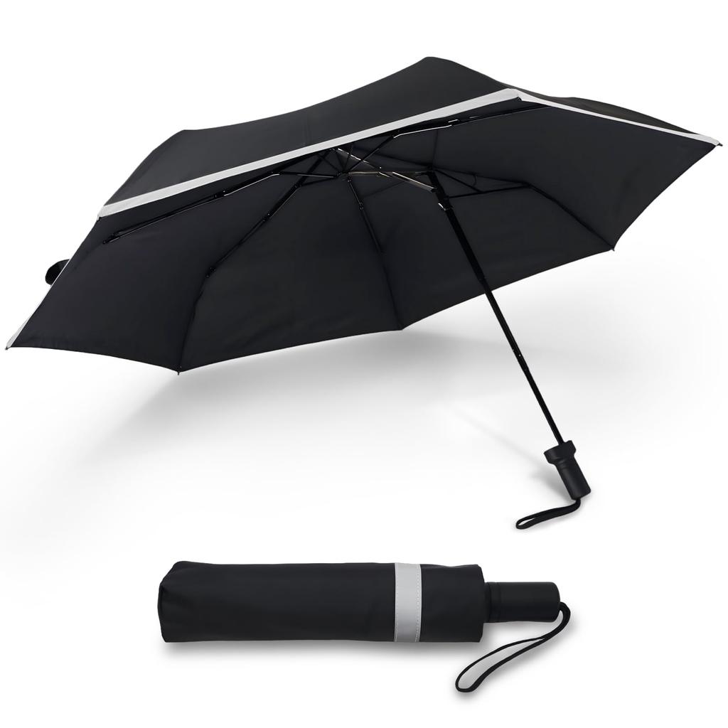 Wytrzymały składany parasol idealny na słońce i wiatr, wytrzymały, idealny na i podróże, duży, męski, na deszcz 60cm, zestaw 7-elementowy, - Lekki,