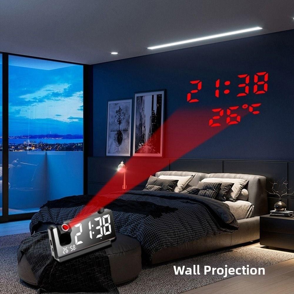 Large Screen Digital Alarm Clock Colorful LED Projection Desk Clock  Bedside Table