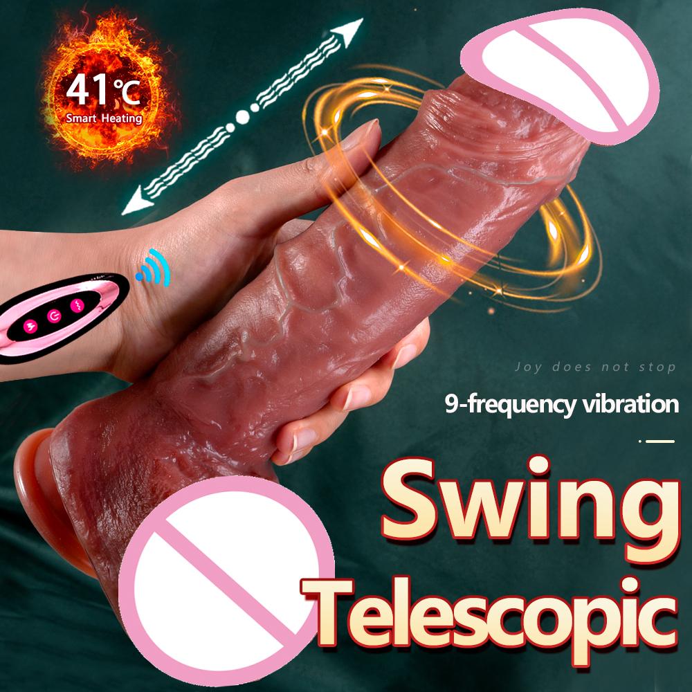 Realistic Dildo Telescopic Vibrator Female APP Remotely Controlled Heating Big Penis Massager Masturbator Adult Sex Toys Women