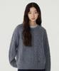COVERNAT WOMAN Wool Blend Cable Knit Dusty Blue